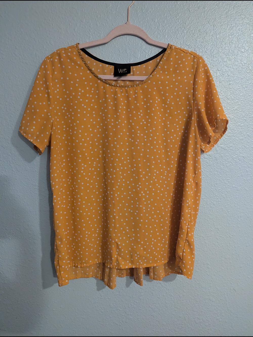 W5 Yellow Polka Dot Short Sleeve Top